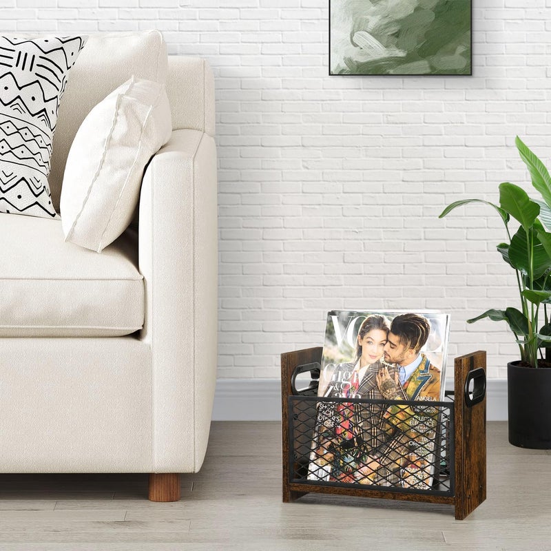 YINMIT Magazine Holder, Magazine Rack for Desktop and Home Office, Farmhouse File Storage Basket for Letters, Magazines, Books, Newspapers (Small) - Image 3