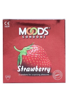 Moods Strawberry Condoms 3's  - Image 1