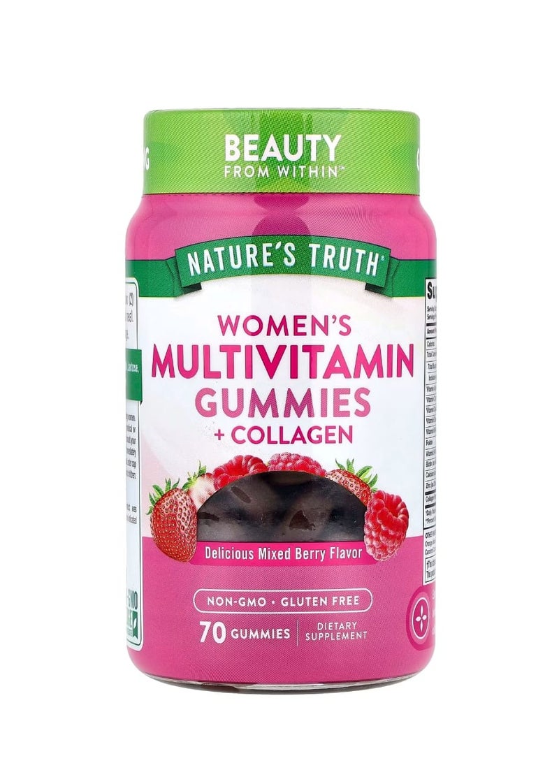 نايتشورز تروث حلوى جيلاتينية متعددة الفيتامينات للنساء + الكولاجين بنكهة التوت المشكل اللذيذ 70 حلوى جيلاتينية - Image 1
