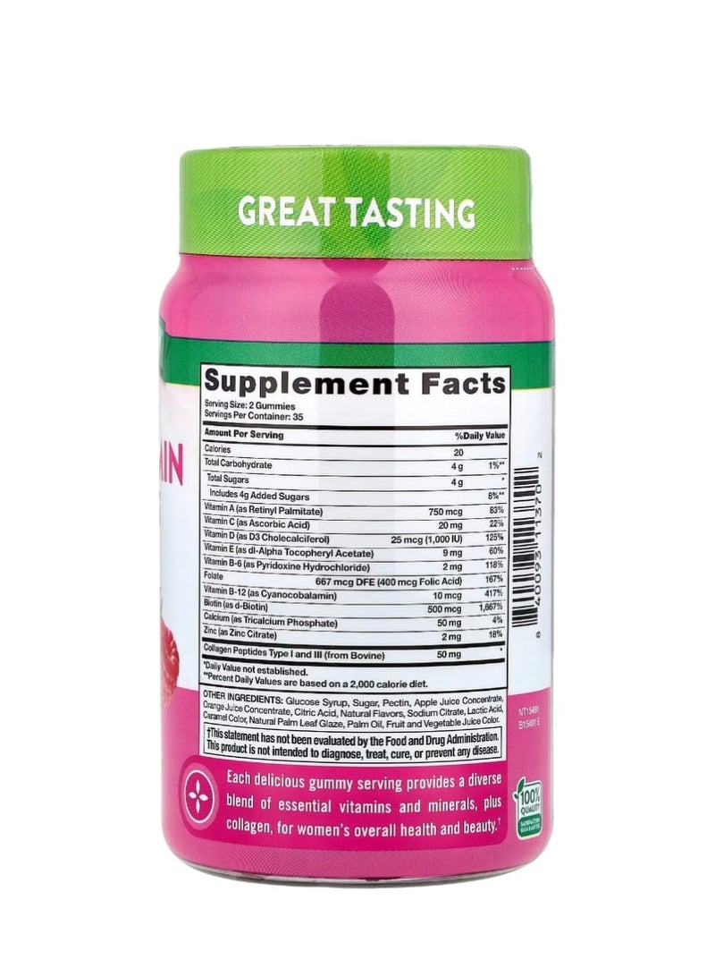 نايتشورز تروث حلوى جيلاتينية متعددة الفيتامينات للنساء + الكولاجين بنكهة التوت المشكل اللذيذ 70 حلوى جيلاتينية - Image 2