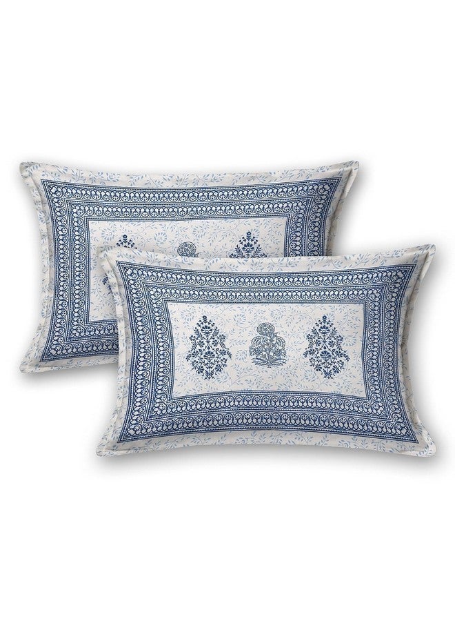 DE CAMA Since 1997 | 100% Cotton 300 TC Premium King Size Bedsheet for Double Bed (90 x 108 Inch) with 2 Pillow Covers Set (17 x 27 Inch) Designer Printed Bedsheet Set - Block Print Blue - Image 5