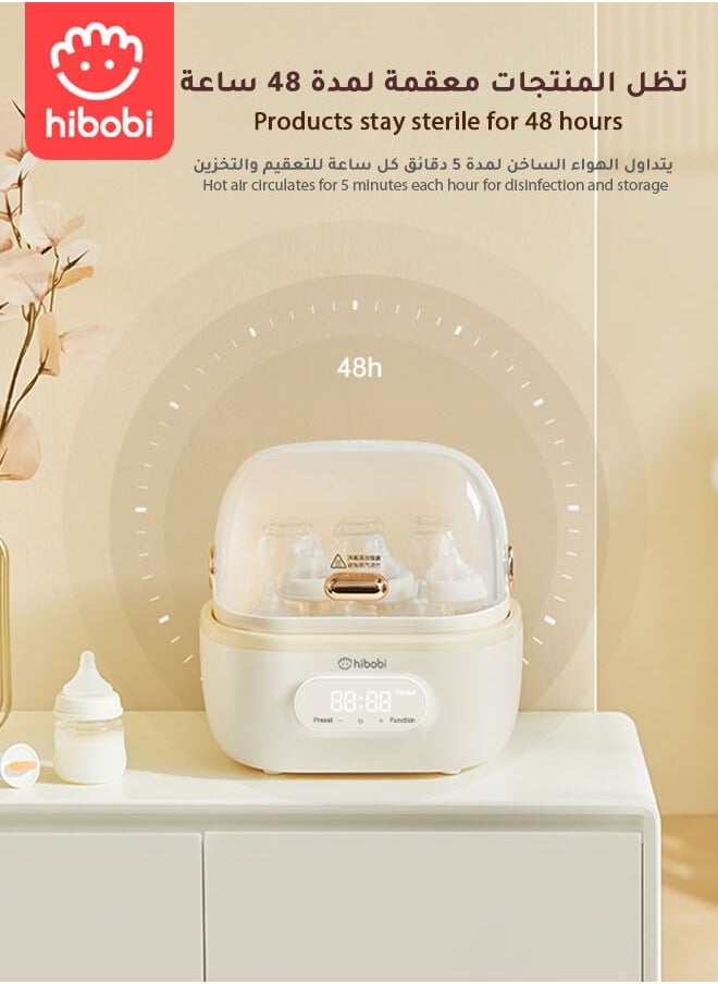 hibobi - Baby Bottle Sterilizer, Steam Function with Drying and Draining Rack - Image 1