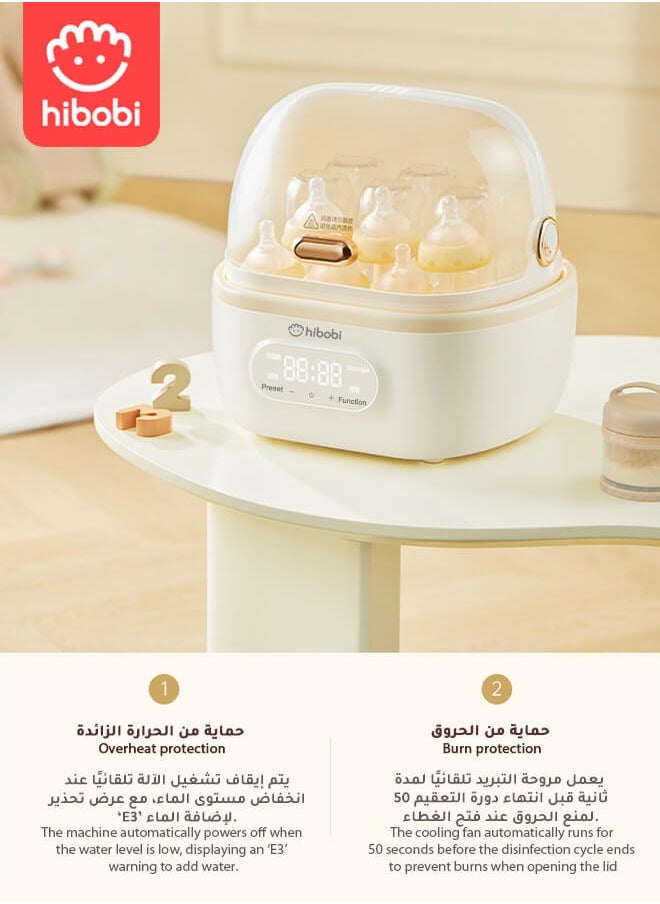 hibobi - Baby Bottle Sterilizer, Steam Function with Drying and Draining Rack - Image 1
