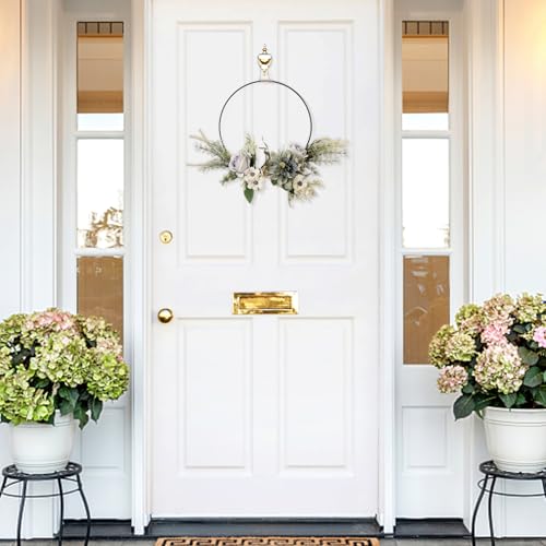 KHOYIME Flower Wreath for Front Door Artificial Rose Dahlia Floral Hoop Wreaths Outside All Season Greenery Hanging Decor, Spring Summer Indoor Outdoor Home Porch Wall Window Wedding Party Decorations - Image 4