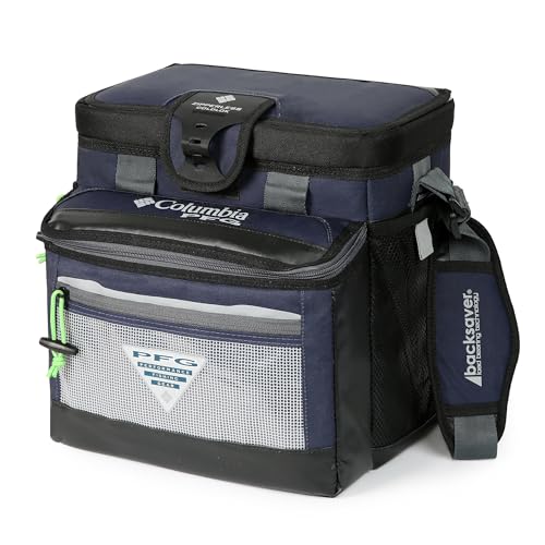 Columbia PFG Thermal Pack Cooler 22 Can Zipperless Hardbody Cooler with ThermaCool High Performance Insulation HardBody Liner and SmartShelf Navy Blue
