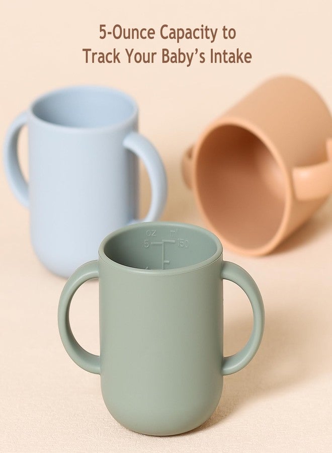 ROCCED Silicone Tiny Cups for Baby Silicone Baby Drinking Cups with 2 Handles, Toddler Training Cup Easy Grip for 6 Months+ 150ml/5oz 2 Pics-Deep Sky - Image 2