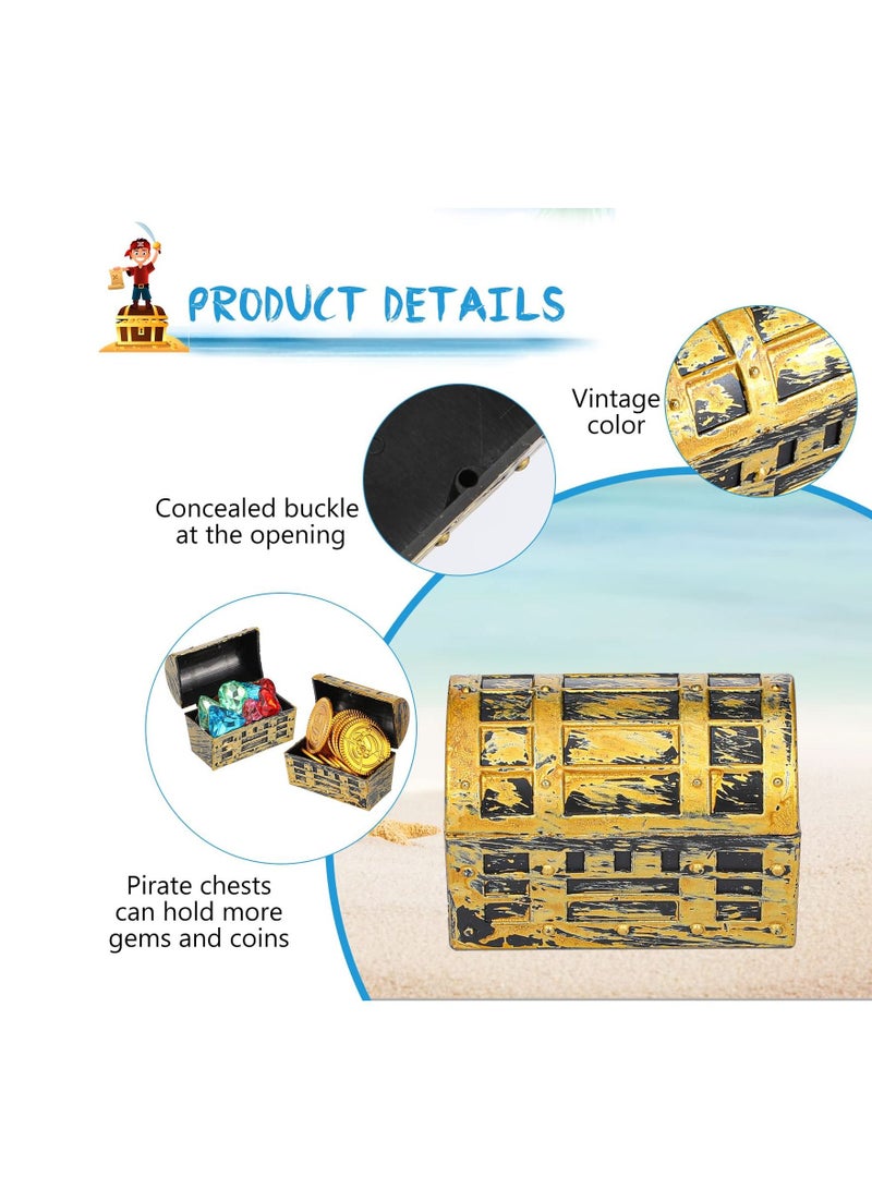 NIBEMINENT 20 Pieces Treasure Chests, SYOSI 2.3 Inch Plastic Chests with a Gold Finish,Vintage Jewelry Box Games Toy Set Birthday Party Favors Supplies - Image 2