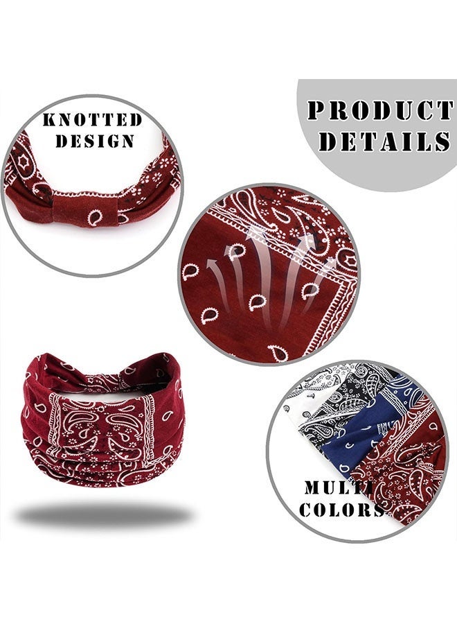 4 Pcs  Wide Knotted Stretch Boho Headbands Stretchy Hair Bands for Women,Fashion Knotted Hairpin Headbands Sports Yoga Headwraps - Image 5