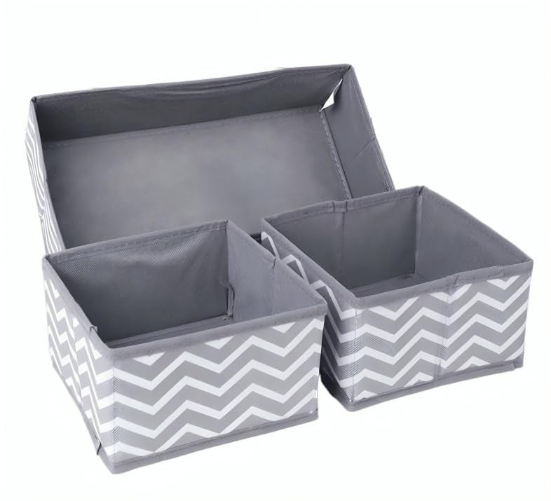 HANDZY Handle Eazy HANDZY Handle Eazy Foldable Cloth Storage Box Set of 3 Closet Dresser Drawer Cupboard Organizer Cube Basket Bins Containers Divider with Drawers for Underwear Bras Socks Ties Scarves - Image 1