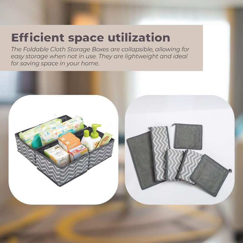 HANDZY Handle Eazy HANDZY Handle Eazy Foldable Cloth Storage Box Set of 3 Closet Dresser Drawer Cupboard Organizer Cube Basket Bins Containers Divider with Drawers for Underwear Bras Socks Ties Scarves - Image 3