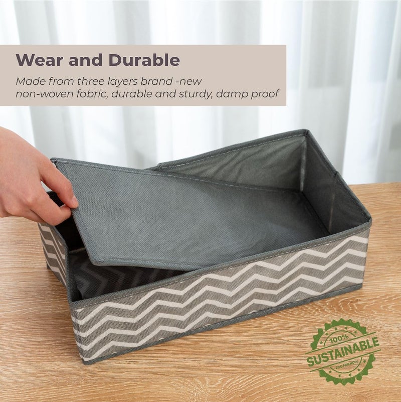 HANDZY Handle Eazy HANDZY Handle Eazy Foldable Cloth Storage Box Set of 3 Closet Dresser Drawer Cupboard Organizer Cube Basket Bins Containers Divider with Drawers for Underwear Bras Socks Ties Scarves - Image 4