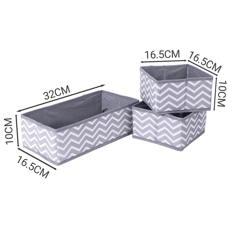 HANDZY Handle Eazy HANDZY Handle Eazy Foldable Cloth Storage Box Set of 3 Closet Dresser Drawer Cupboard Organizer Cube Basket Bins Containers Divider with Drawers for Underwear Bras Socks Ties Scarves - Image 5