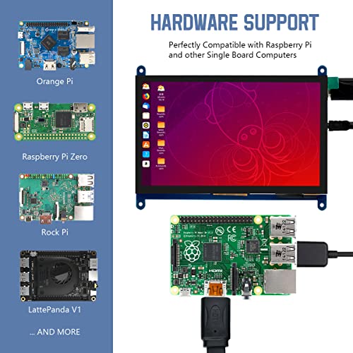 Hosyond 7 Inch IPS LCD Touch Screen Display Panel 1024×600 Capacitive Screen HDMI Monitor for Raspberry Pi5/Pi4/Pi3/ZERO W, BB Black, Windows 10 8 7 - Image 5