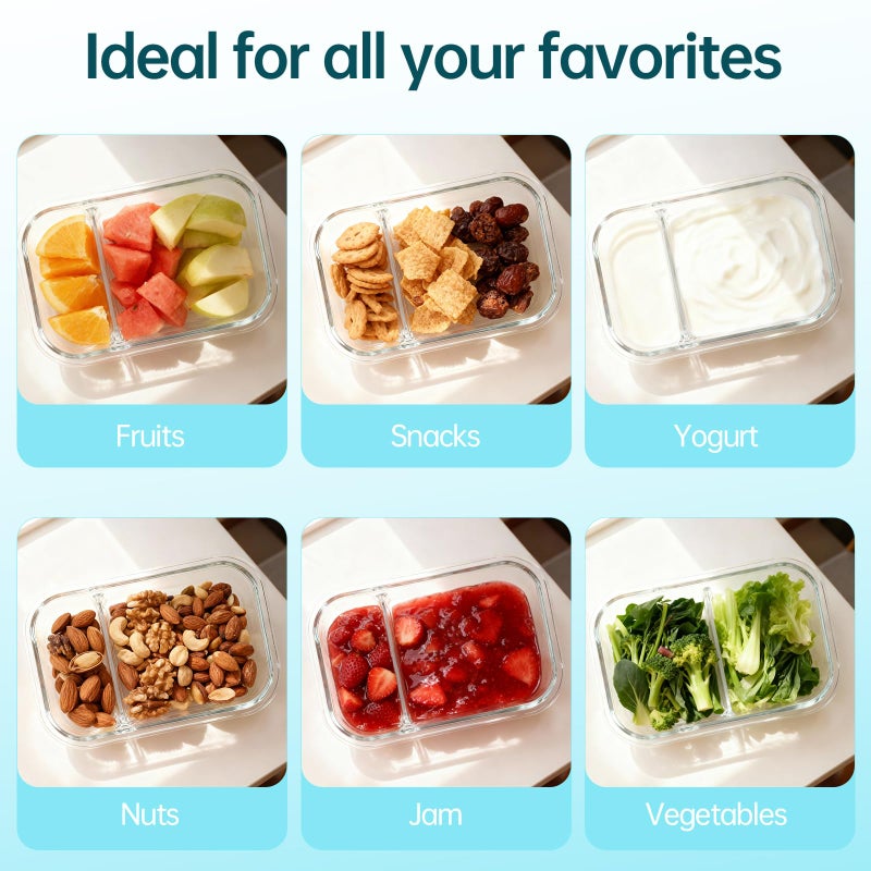 Piszvbej 3 Pack Glass Snack Containers, Glass Snack Pack Containers with Airtight Lids, No Leak, Easy Open Small Food Storage Container, Reusable Meal Prep Container, Perfect Lunch Box for Outdoor - Image 4