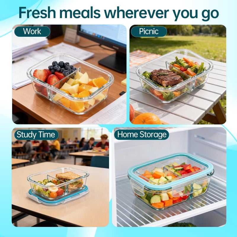 Piszvbej 3 Pack Glass Snack Containers, Glass Snack Pack Containers with Airtight Lids, No Leak, Easy Open Small Food Storage Container, Reusable Meal Prep Container, Perfect Lunch Box for Outdoor - Image 5