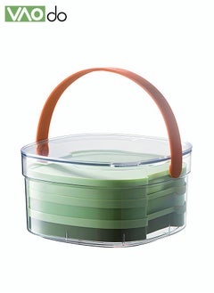 VAOdo Ice Cube Tray with Lid 90 Grids Large Stackabl for Freeze 3 Layer Silicone Ice Storage Box Gradient Green  - Image 4