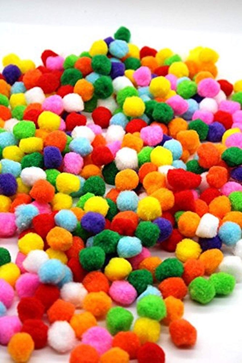 Artbee® Round Shaped Pompom Mixed Color Soft Fluffy Pom Pom for Art & Craft, Party Decoration Size 2CM (200) - Image 1