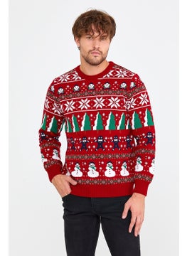 Cool Tarz Cool Style Red-Green Men's Christmas New Year Sweater  - Image 1
