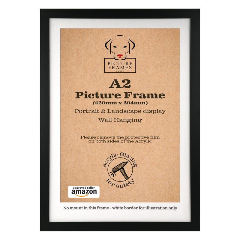 A2 Black Picture Frame  594 x 42 cm WallMounted Poster Frame for Prints Artwork  Certificates