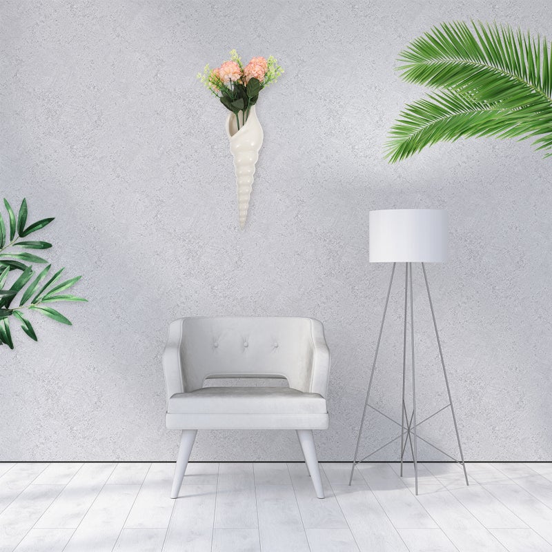 🏠 مزهرية سيراميك حديثة على شكل صدفة للزهور بأبعاد ٣٠ ٥ ٨ ٤ سم باللون البيج للديكور المنزلي - Image 3