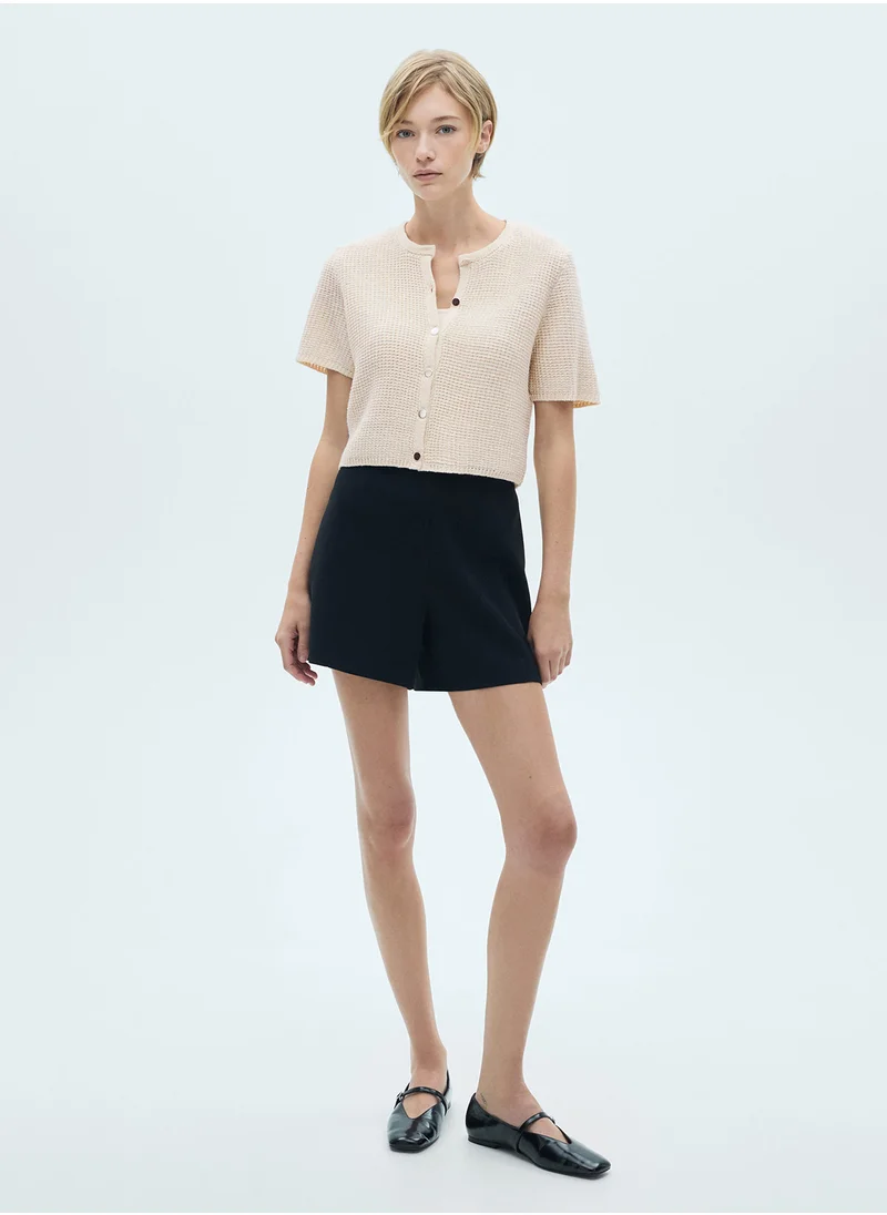 MANGO Short-Sleeved Knitted Cardigan