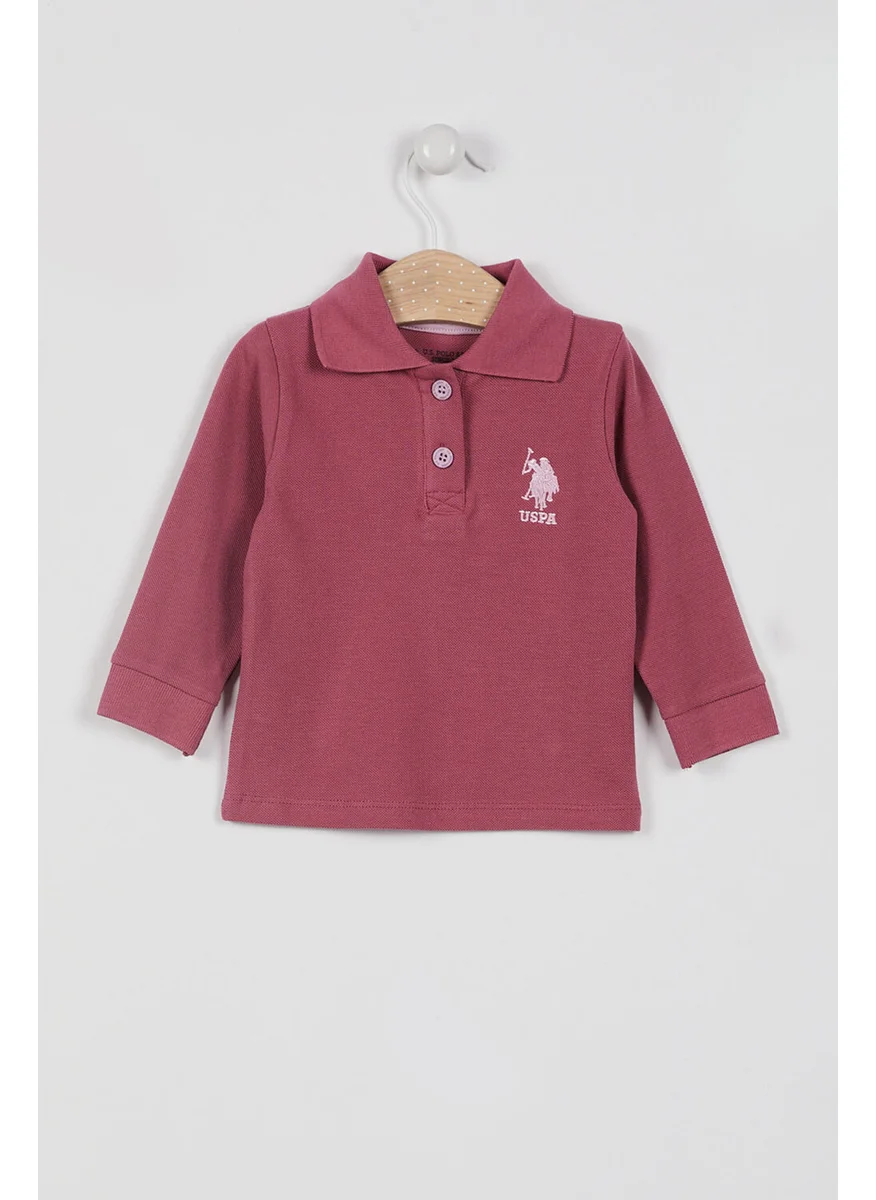 U.S. Polo Assn. BASE. Polo Assn. Base. Polo Assn Licensed Classic Dusty Rose Baby Long Sleeve Collared Sweatshirt