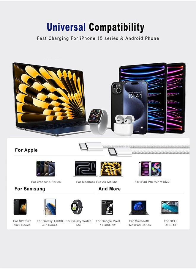 Fazza 60W USB Type C Cable Nylon Braided USB C to USB C 2.0 Cable (C to C) Compatible For iPhone 16 15 Pro Max iPad Pro Air mini 6 MacBook Pro Air Galaxy S24 S23 Ultra Z Fold Xiaomi Honor OPPO OnePlus  - Image 3