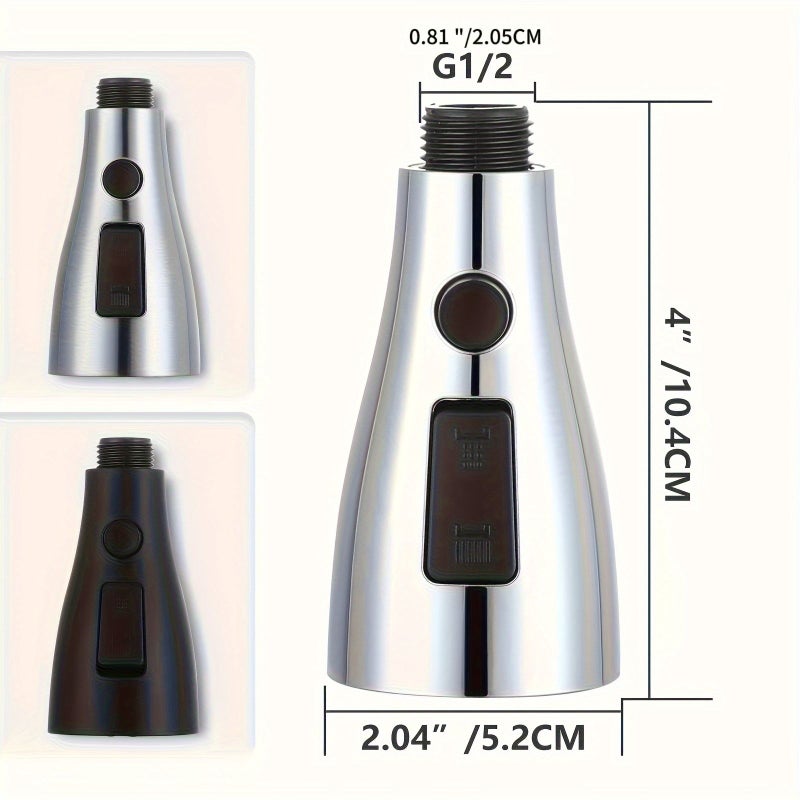 Chrome Replacement Kitchen Faucet Head With Three Functions Pull Down Spray Nozzle For Sink Use - Image 2