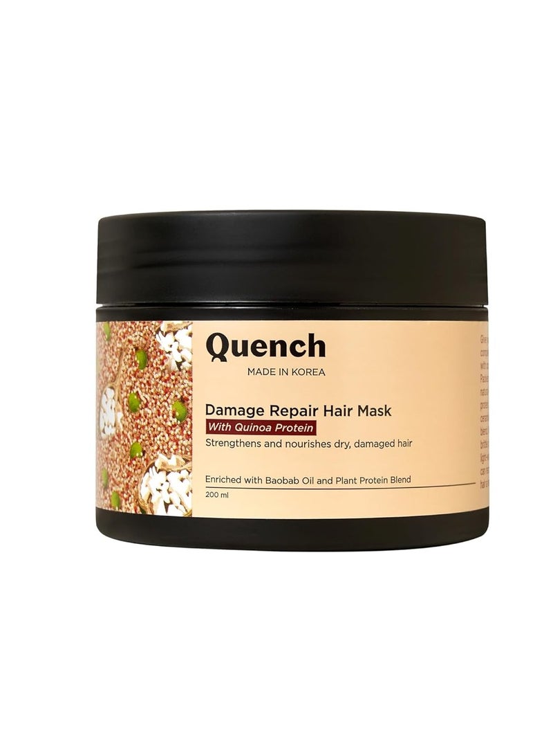 Quench Damage Repair Hair Mask with Quinoa Protein and Ceramides  Restores Dry and Damaged Hair  Strengthens Hair and Adds Shine  Made in Korea 200ml