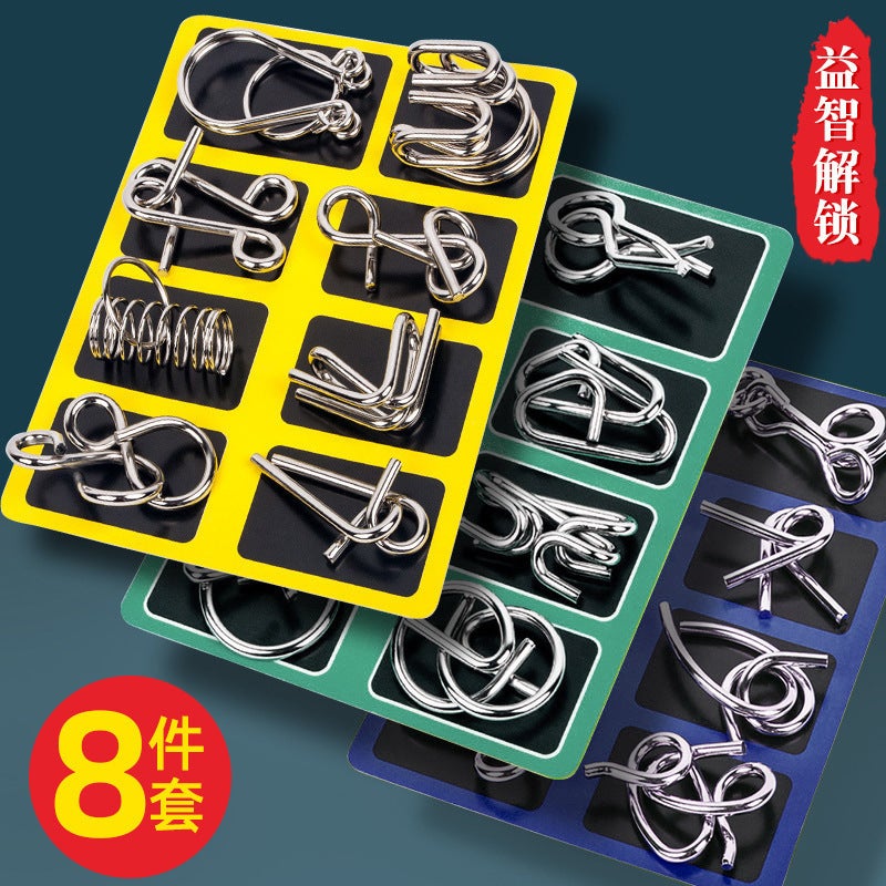 Nine-Chain Unlock Ring Intelligence Buckle Full Set Of Educational Toys Luban Lock Kong Ming Lock Full Set Of Children'S Toy Set - Image 3