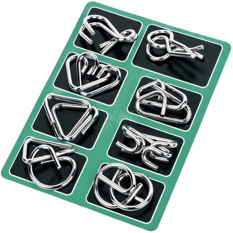Nine-Chain Unlock Ring Intelligence Buckle Full Set Of Educational Toys Luban Lock Kong Ming Lock Full Set Of Children'S Toy Set - Image 1