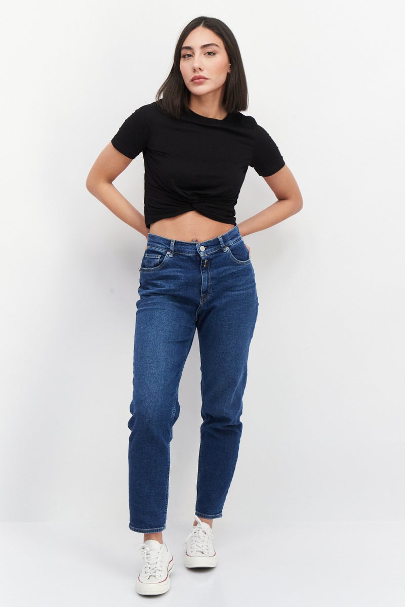 Replay Women Regular Fit Wash High Waist Stretchable Denim, Blue - Image 4