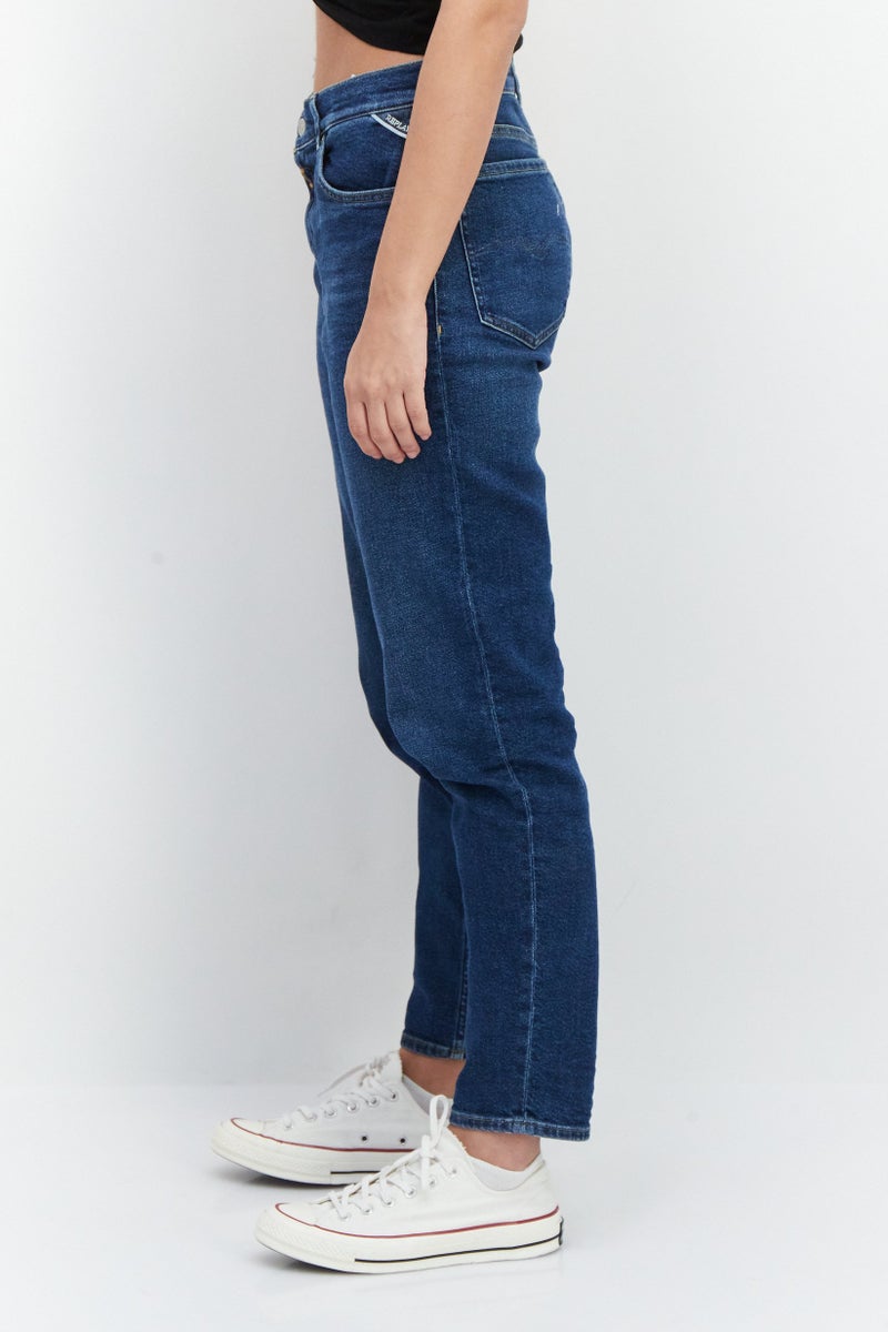Replay Women Regular Fit Wash High Waist Stretchable Denim, Blue - Image 2