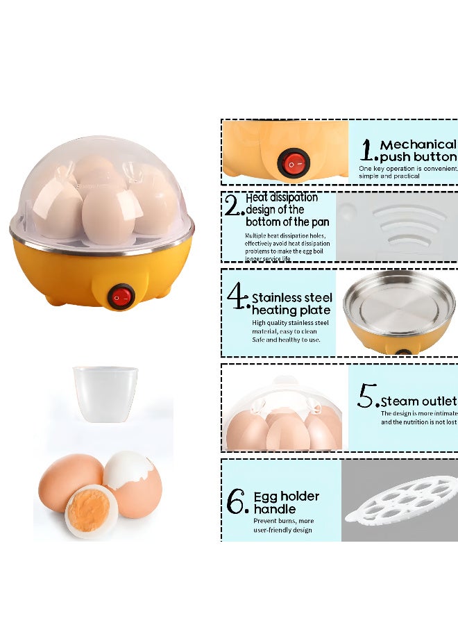 ARABIQO Mini Electric-Powered 7 Egg Boiler & Food Steamer, Multi-Functional Egg Cooker for Hard, Soft & Poached Eggs, Automatic Shut-Off, BPA-Free, Compact Kitchen Appliance, Random Color - Image 4