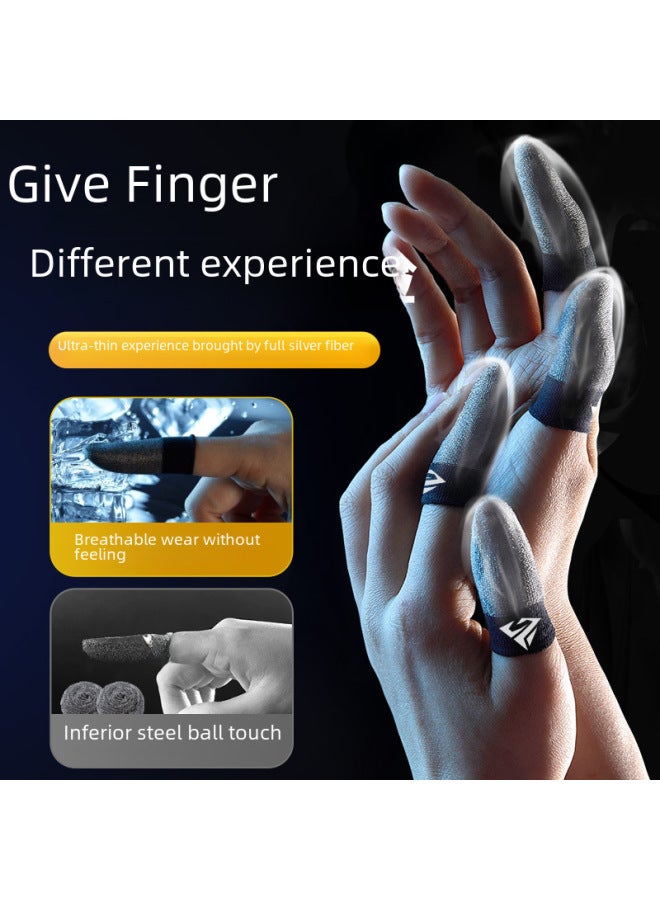 Luxury Esports Gaming Finger Sleeves Breathable Ice Silk Double-layer Fiber Sweat-proof Non-slip Mobile Game Finger Sleeves-Product Color:A Pair Of S03 【red_ultra Thin Glass Silver Fiber + Metal Sto - Image 3