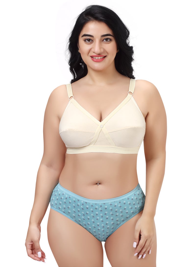 RAJNI Women's Bra D Cup 100% Cotton Soft Double Layered Non-Padded Wire-free Breathable Adjustable Straps Plus Size Pack of 3 - Image 4