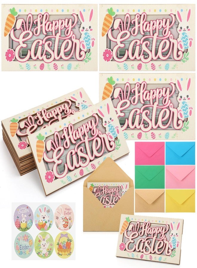 Capoda 6 Pcs Easter Bunny Money Holder, Wooden Bunny Envelope Box for Cash Gift, Spring Holiday Wood Card Holders for Birthday Party Favors, Easter Basket Stuffers Supplies - Image 1