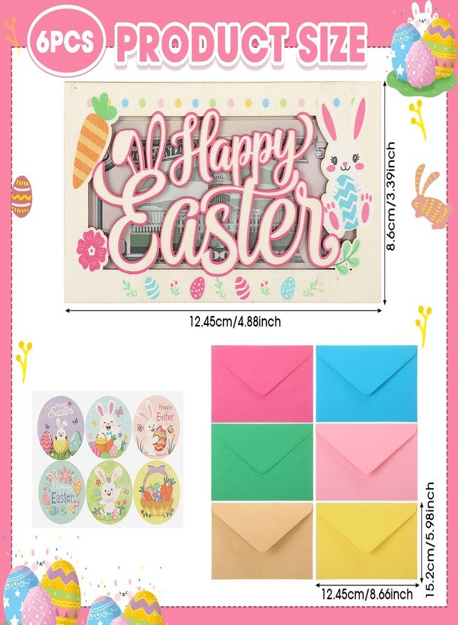 Capoda 6 Pcs Easter Bunny Money Holder, Wooden Bunny Envelope Box for Cash Gift, Spring Holiday Wood Card Holders for Birthday Party Favors, Easter Basket Stuffers Supplies - Image 2