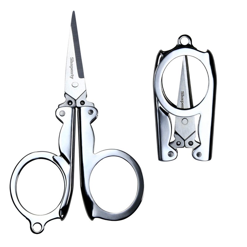Shapenty Stainless Steel Folding Portable Travel Scissors Small Foldable Paper String Craft Shred Scissors, 2 Pack - Image 4