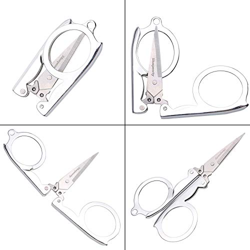 Shapenty Stainless Steel Folding Portable Travel Scissors Small Foldable Paper String Craft Shred Scissors, 2 Pack - Image 3