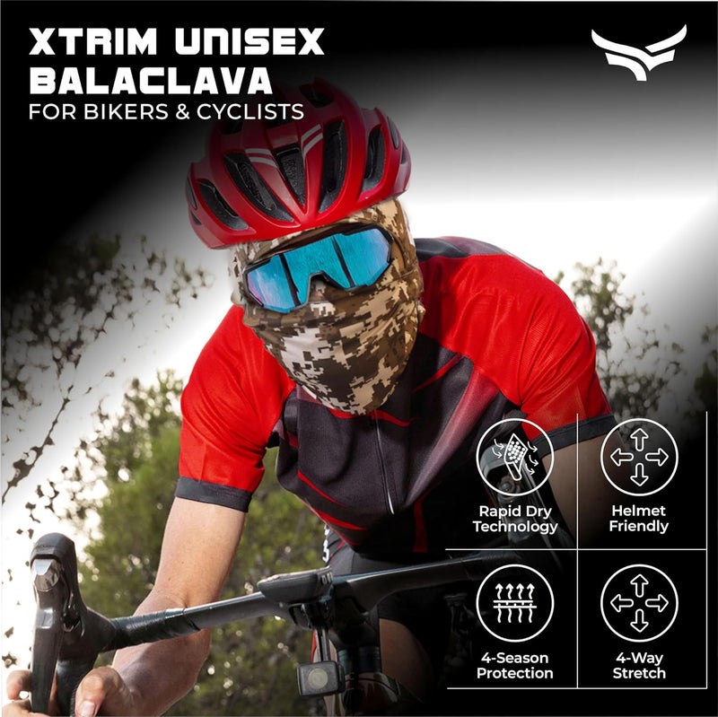 XTRIM Face Mask for Men & Women, Balaclava for Bike Riding, UV Protected Breathable Helmet Liner, Anti-Hair Fall, Sweat Absorbing & Odour Free, Sun & Dust Protection (Camo Desert, Cotton) - Image 2