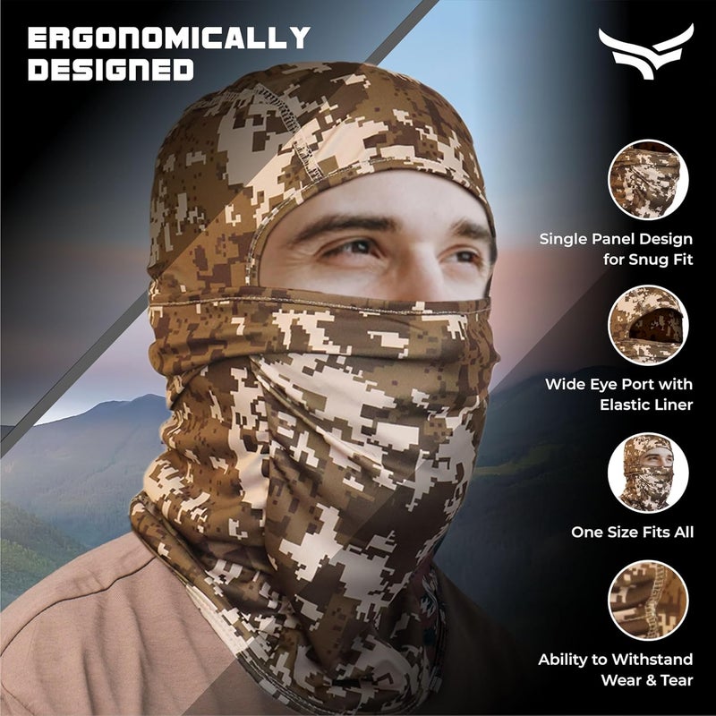 XTRIM Face Mask for Men & Women, Balaclava for Bike Riding, UV Protected Breathable Helmet Liner, Anti-Hair Fall, Sweat Absorbing & Odour Free, Sun & Dust Protection (Camo Desert, Cotton) - Image 3