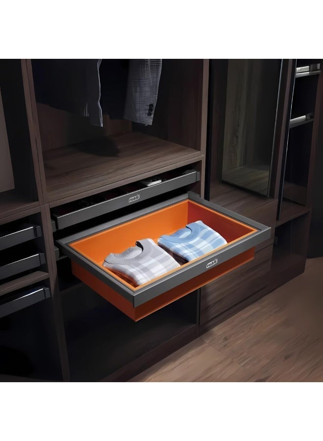eurocliq Luxury Pull-Out Wardrobe Basket  Heavy Duty 30kg Sliding Clothes Drawer Organizer for Closets  Smooth Glide Aluminium Frame  Space-Saving Storage (900mm)  - Image 1