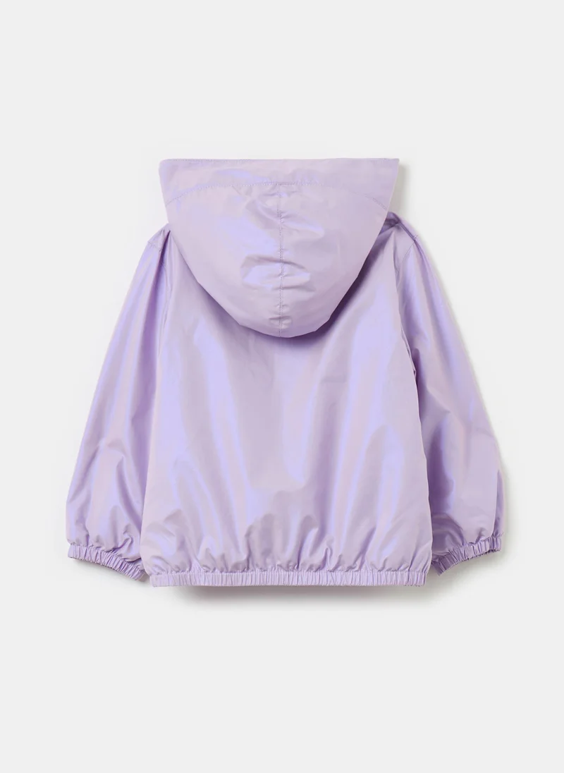 او في اس Shiny waterproof jacket with hood