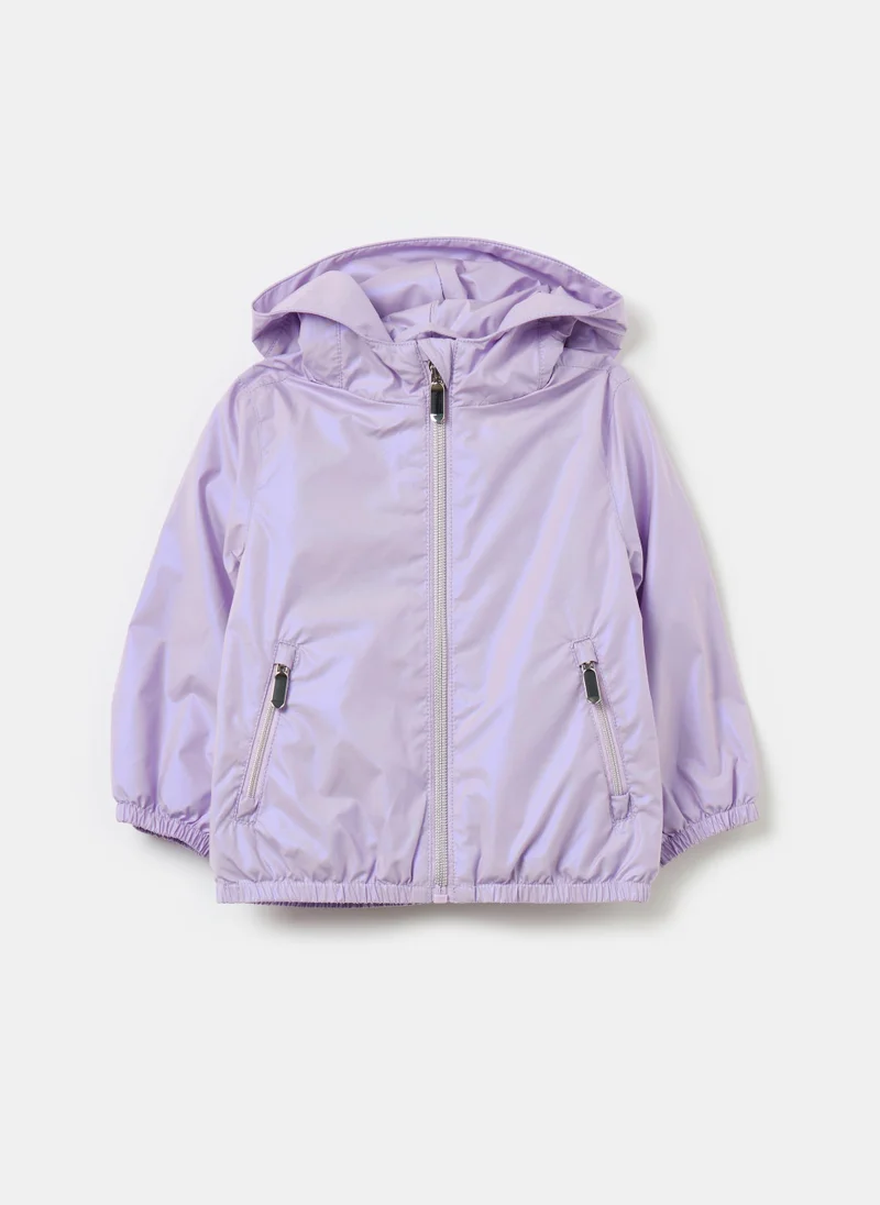 او في اس Shiny waterproof jacket with hood