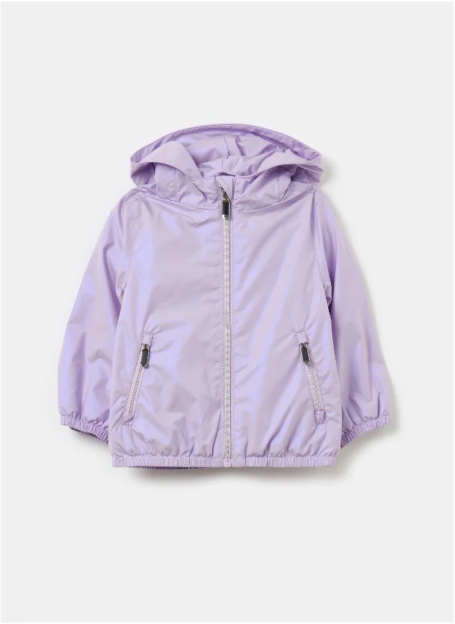 او في اس Shiny waterproof jacket with hood