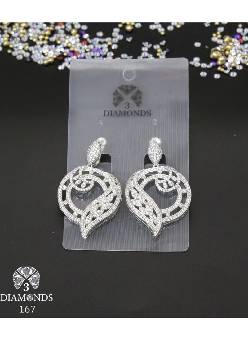 3Diamonds - 3diamond Platinum Plated Earring For Women Cubic Zircon Stone - Image 1