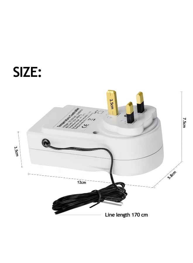 SYOSI Digital Thermostat Temperature Controller Socket Outlet 230V 16A Timer Switch Plug with 1.7m Sensor Heating Refrigerator Thermostat Regulator for Greenhouse Reptile Terrarium Home - Image 2