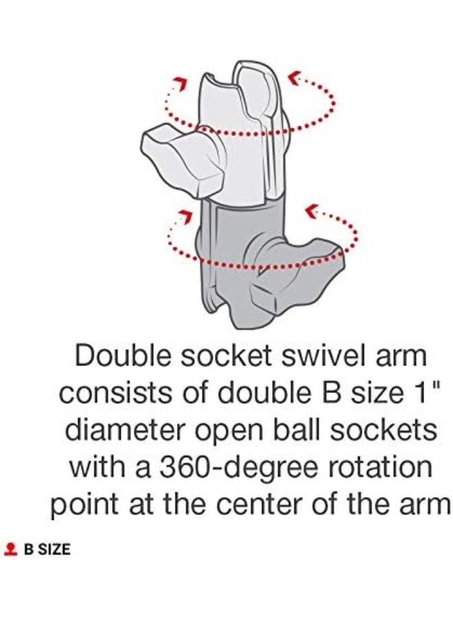 RAM Mounts RAP-B-200-12U Composite Double Socket Swivel Arm Compatible with RAM B Size 1" Ball Components - Image 2