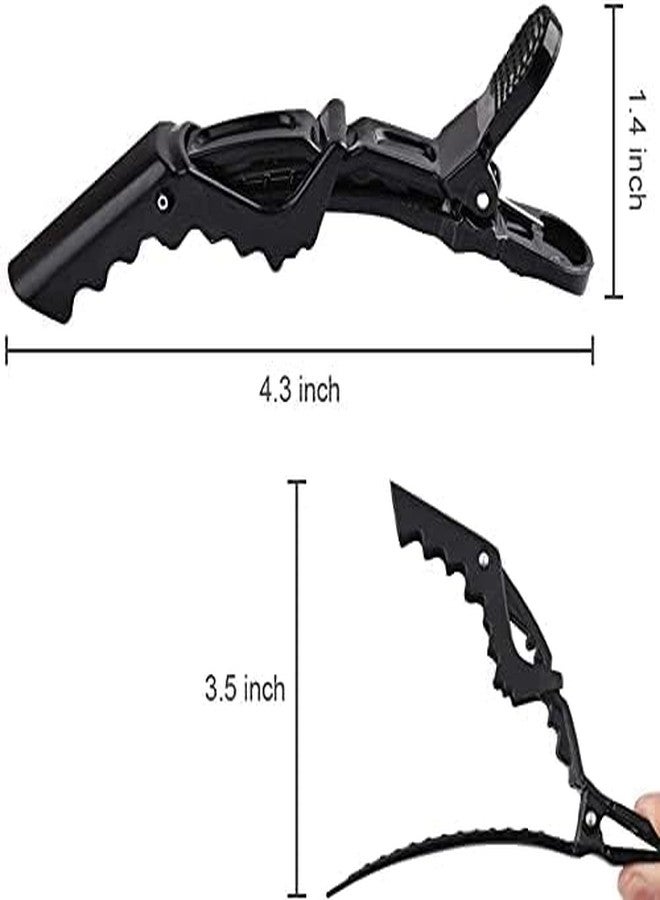 Plenteous مجموعة كبيرة من مشابك تصفيف الشعر الاحترافية، مشابك تقسيم الشعر على شكل تمساح، مشابك على شكل منقار البط، مشابك تقسيم الشعر للنساء، مشابك مانعة للانزلاق مخصصة لمصففي الشعر (أسود)، عبوة من 6 قطع. - Image 2